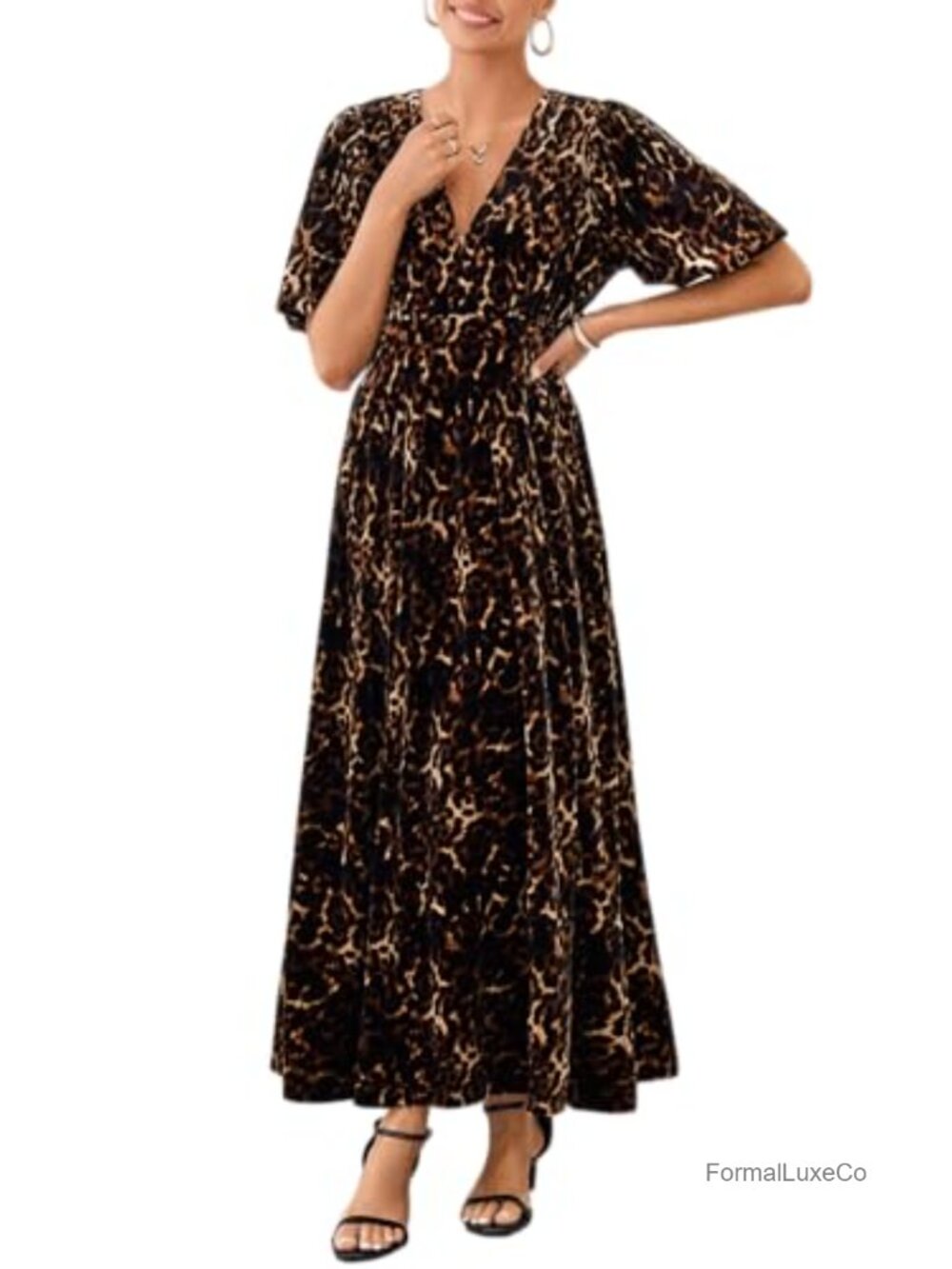 Velvet Maxi Dress V-Neck A-Line Wedding Guest Formal Cocktail